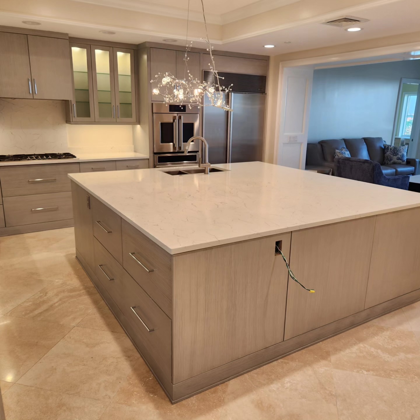 Exotic stone kitchen island